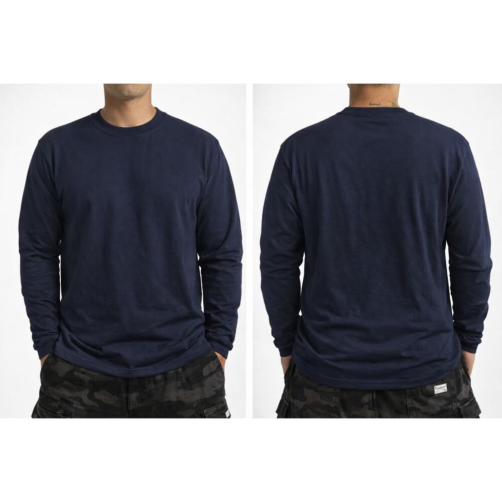 Hanes Perfect-T Navy Long Sleeve Crewneck Shirt - 2-Pack of size Small - NWT